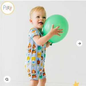 Play by Little Sleepies Bamboo Party Pals Pocket Shorty Romper Size 18-24Mon